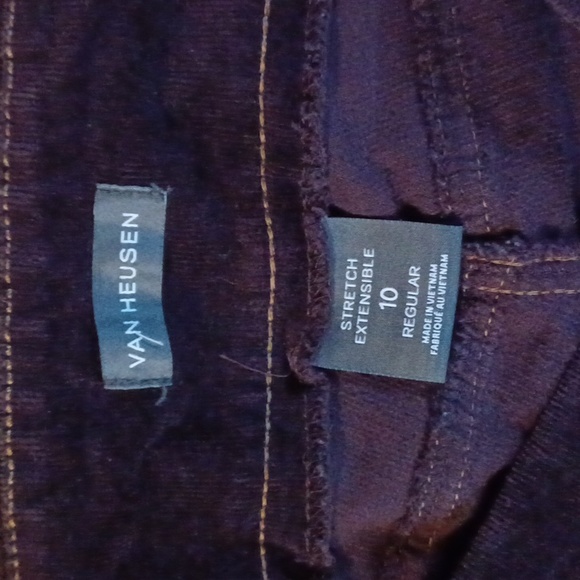 Van Heusen Corduroy Pants~Size 10~Dark Plum Color~Stretch - Picture 3 of 7